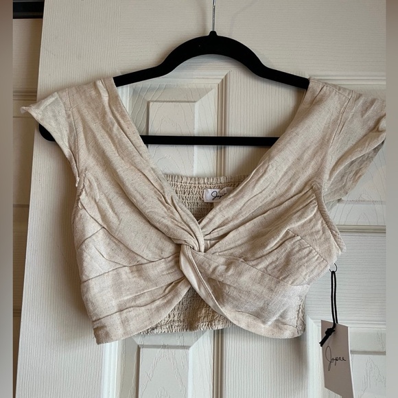 Japna Tops - NWT Japna Cream Linen Twisted Crop Top Size Small